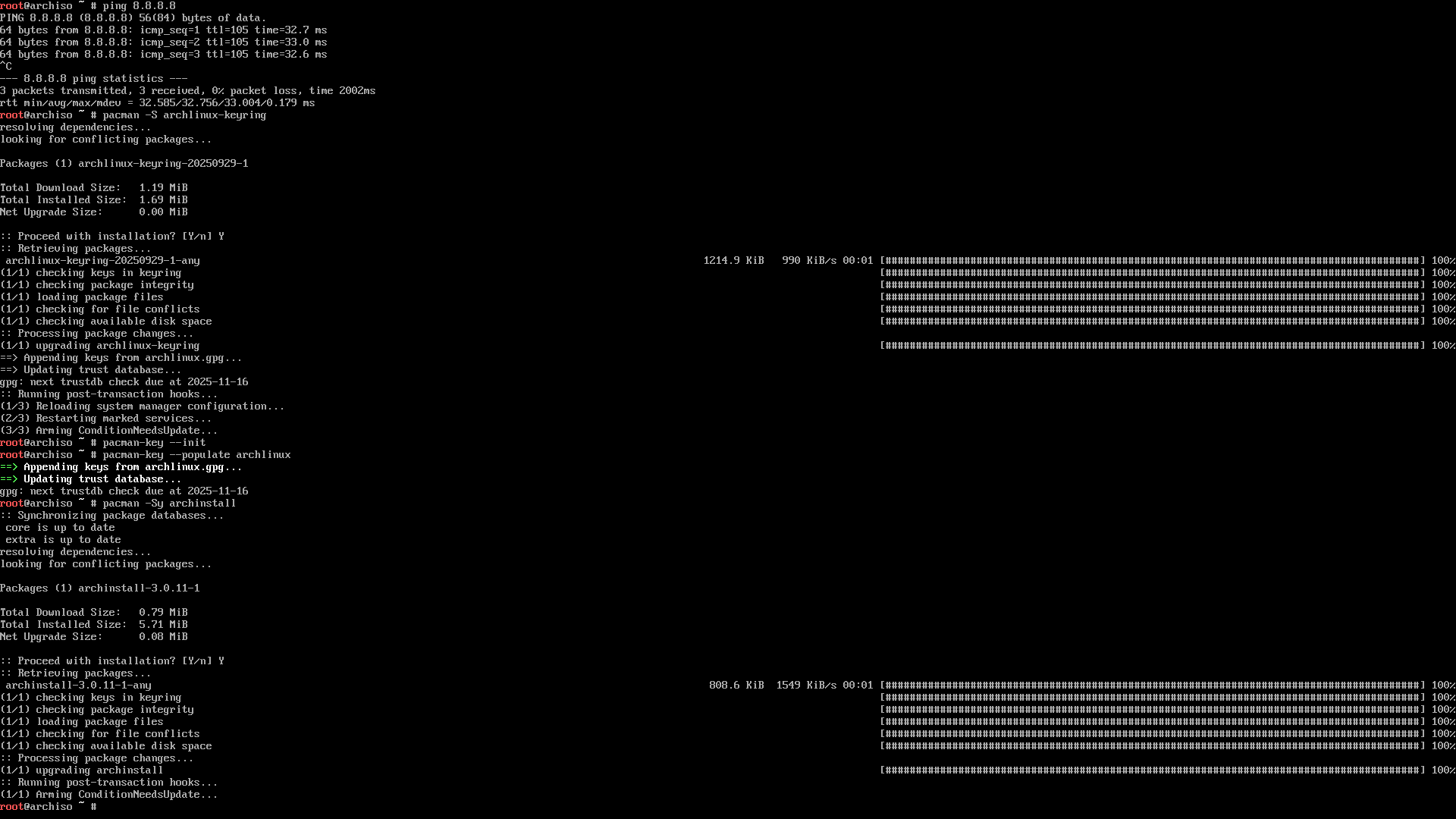 Обновление archinstall