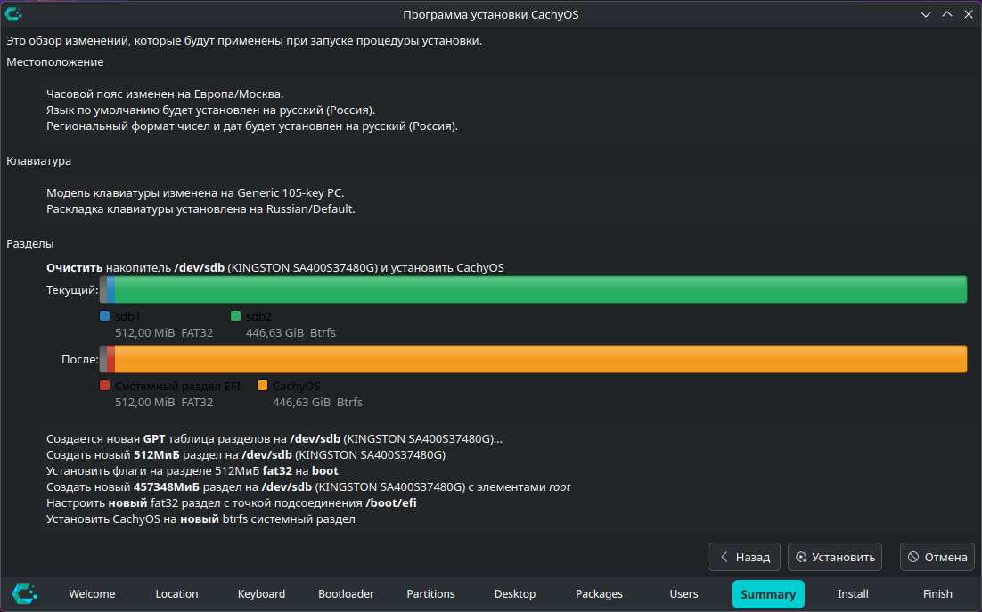 Installer Summary